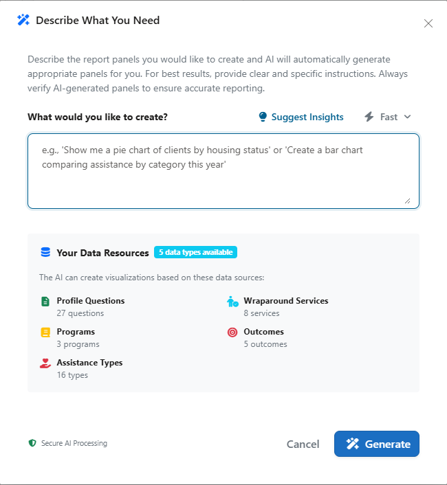 AI Dashboard Builder Modal