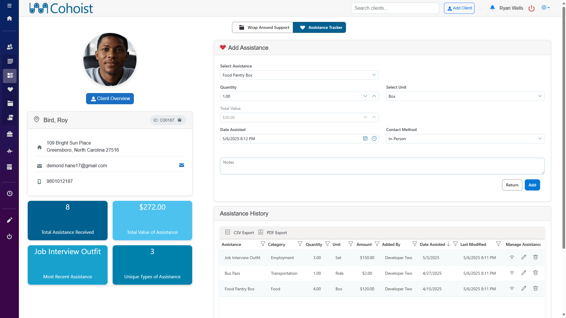 Capture services, dates, and notes in one place